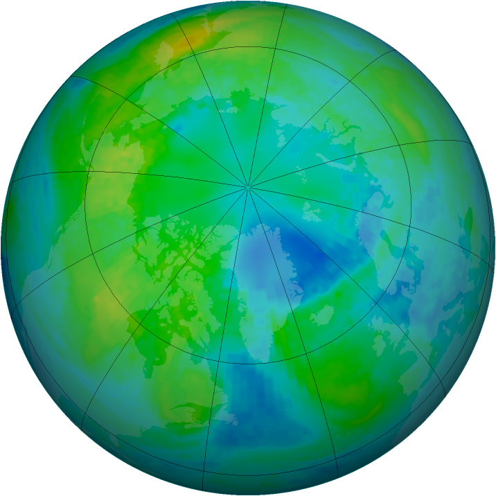 Arctic ozone map for 18 October 2001